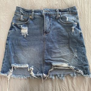 Ripped denim skirt